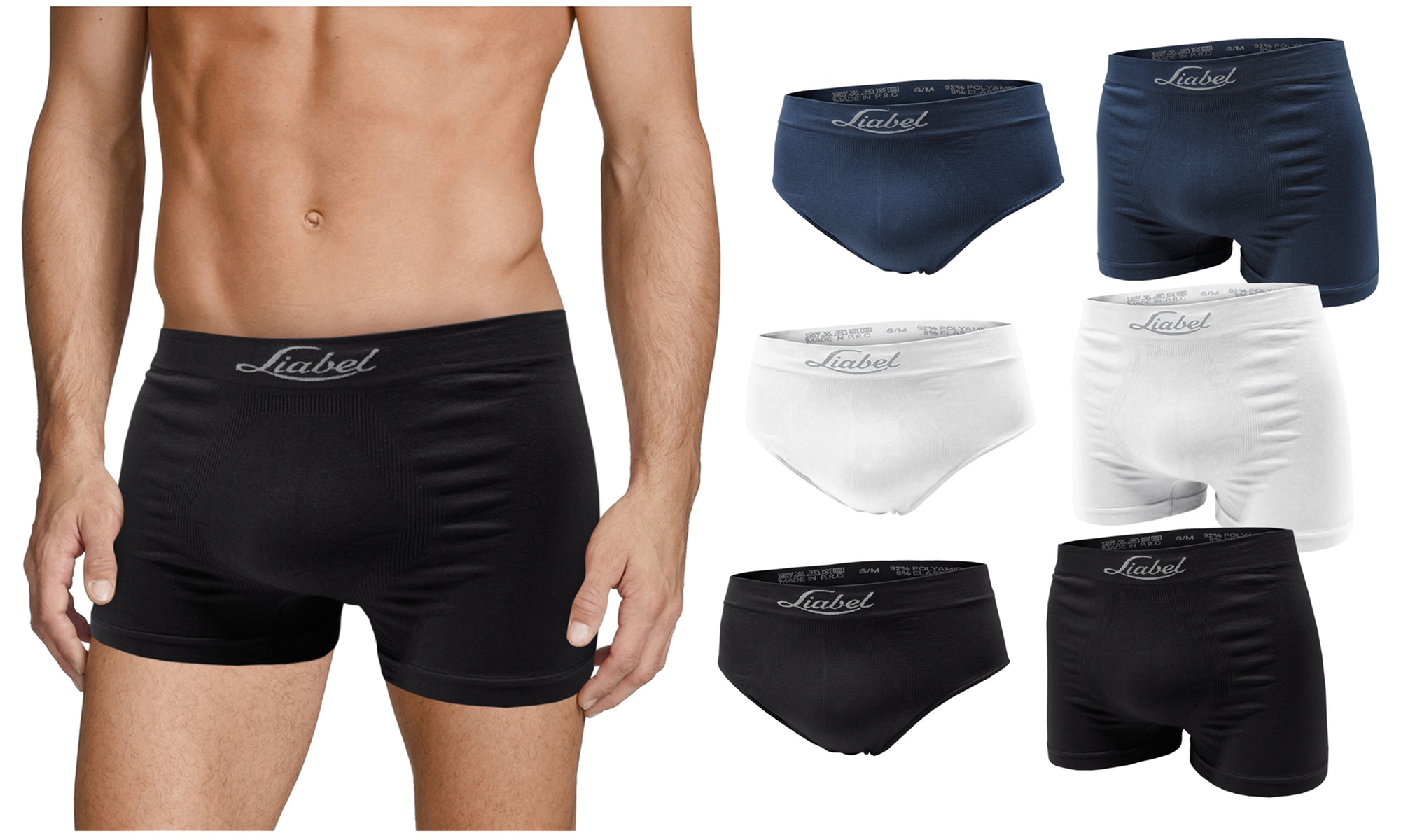 Lot de 6 boxers ou slips Liabel en microfibre sans couture