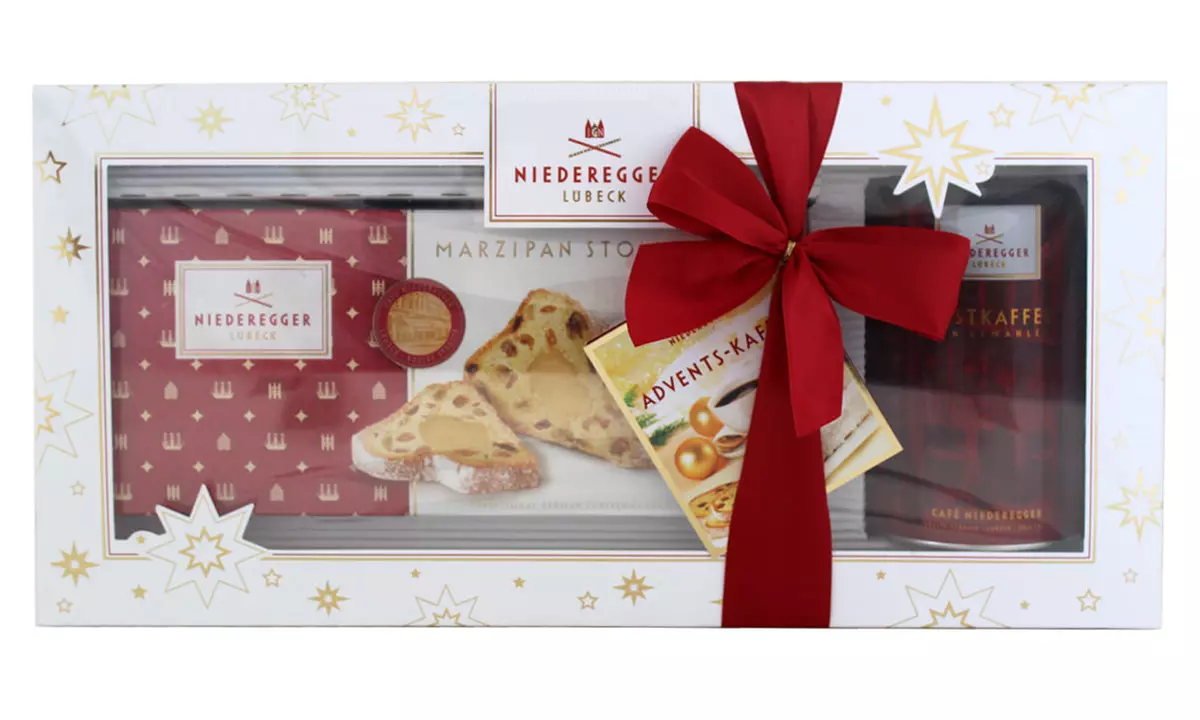 Niederegger Lübeck Geschenk-Set „Adventskaffee“ mit Marzipan-Stollen (750 g) und Röstkaffee (250 g) - Primary Image
