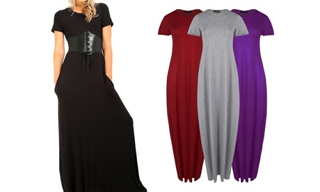 Robe t-shirt maxi Iris, avec poches sur les cotés