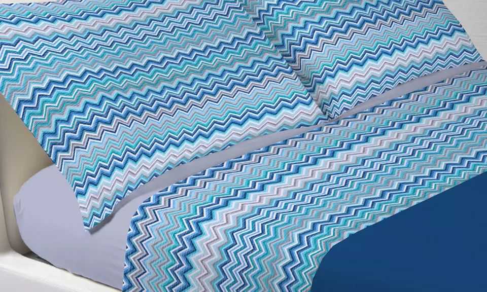 Completo lenzuola in 100% cotone fantasie rigate made in Italy