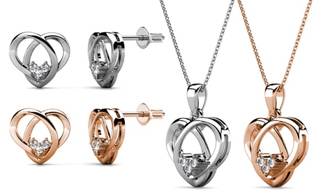 Parure de bijoux en forme de coeur ornés de cristaux Swarovski®