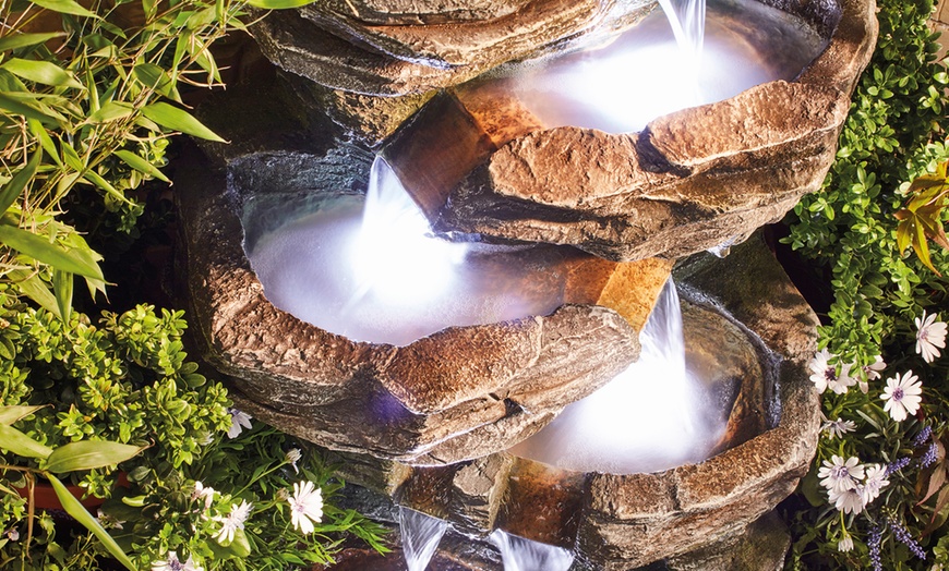 Image 5: Serenity Cascading Rock Pool Water Feature with Light