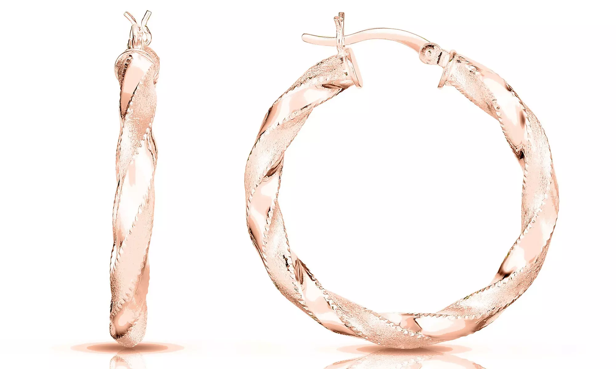 Italian 18K Rose Gold Plated Sterling Silver Hoop Collection