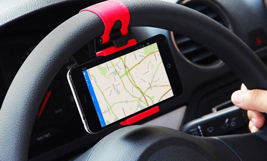 Image 2: Steering Wheel Smartphone Holder