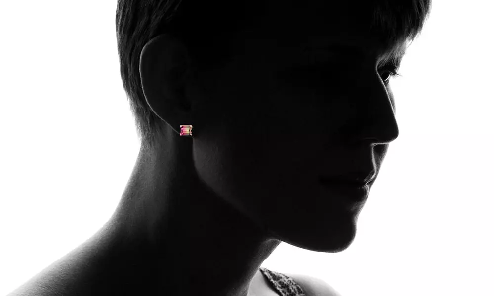 Emerald Cut Watermelon Crystal Stud Earrings or Bolo Bracelet by Nina & Grace (Multiple Options Available) - Second Medium