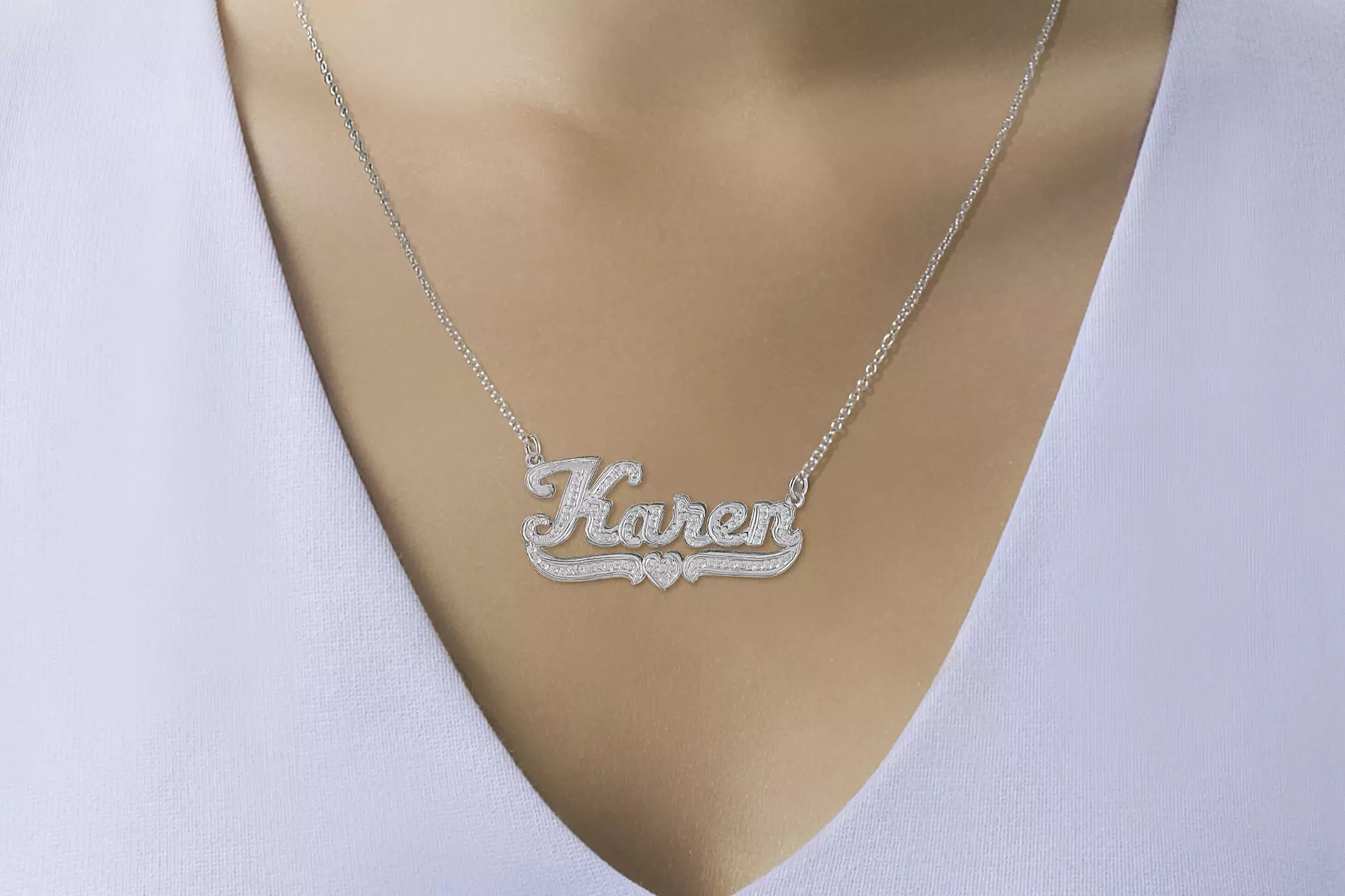 Double-Plated Block Name or Script Name Necklace at MonogramHub