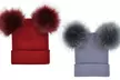 Bonnet double pompon fausse fourrure pour femme Gabi - Second Medium