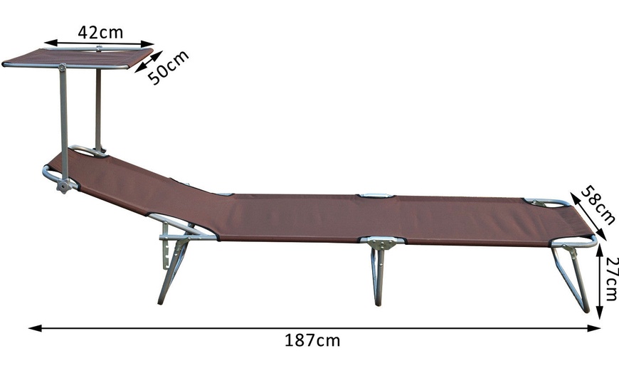 Image 10: Outsunny Outdoor Foldable Sun Lounger
