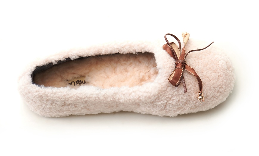 Image 17: Fluffy Sheepskin Ballet Slippers