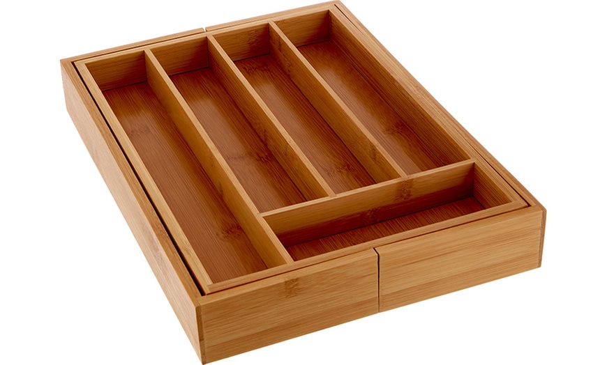 Image 9: Expandable Bamboo Cutlery Tray