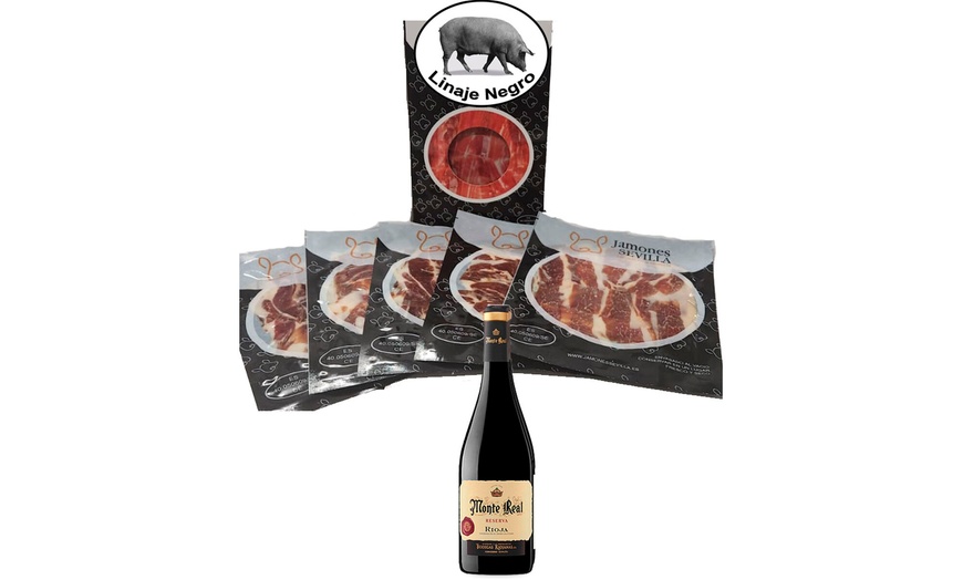 Image 4: Jambon tranché Linaje Negro et vin Monte Real Reserva Do Rioja