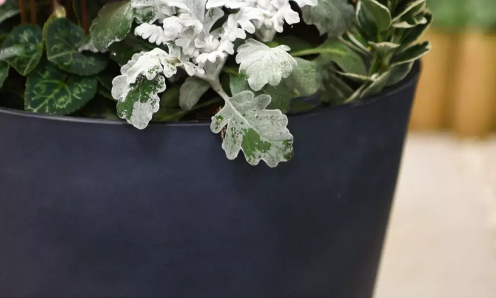 Stone Effect Planter - 30.5cm, Dark Grey, Lightweight Durable Design