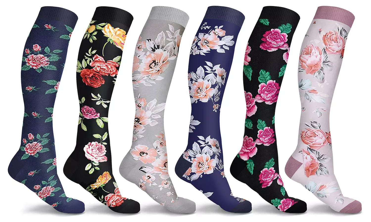 DCF Floral Compression Socks (3-Pairs or 6-Pairs) - Primary Image