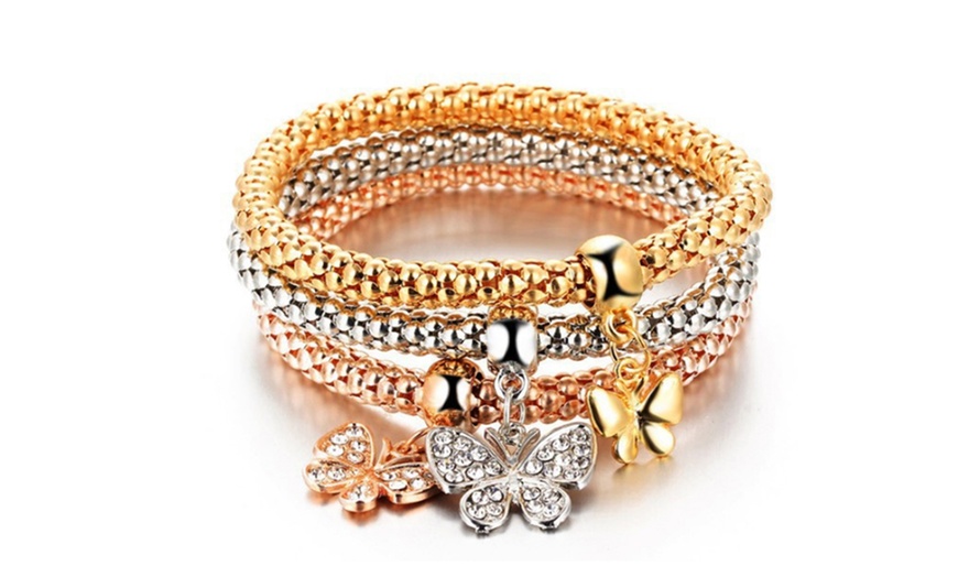 Image 4: Three-Pack of Multilayer Stackable Bracelets