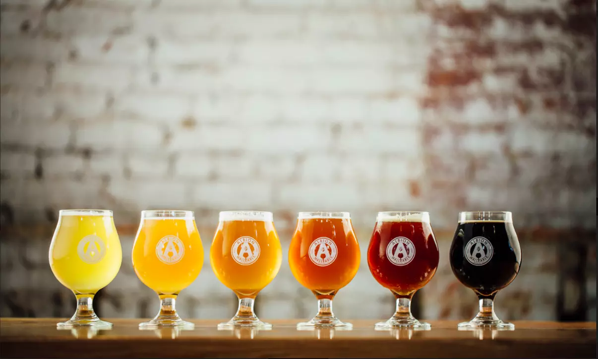 Beer Flight with Appetizer for One, Two, or Four at Albion Malleable Brewing Company (Up to 40% Off) - Primary Image