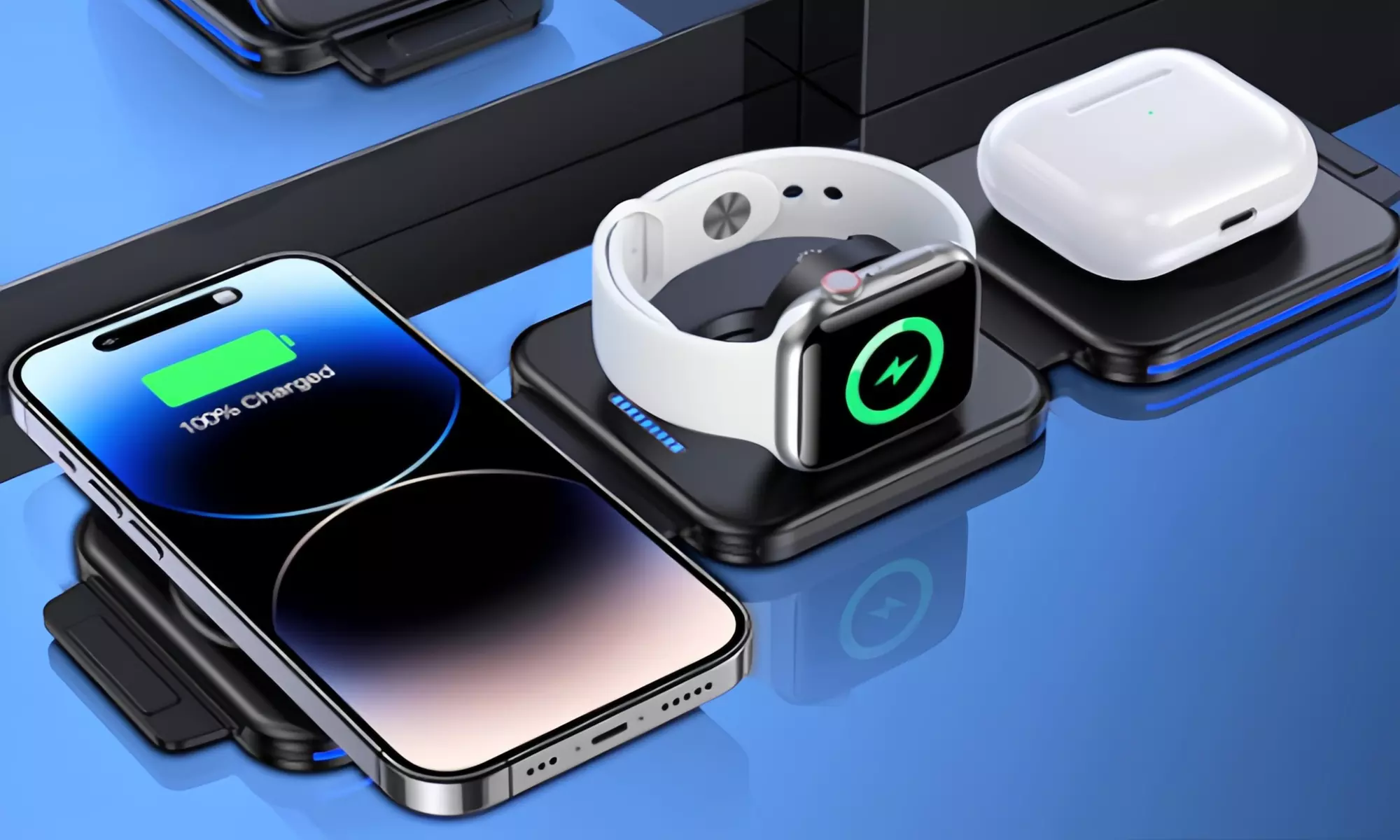 Chargeur sans fil magnétique pliable 3-en-1 SmartPro, coloris au choix - Primary Image