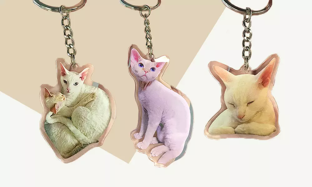 One, Two, Three, or Four Custom Photo Acrylic Keychain