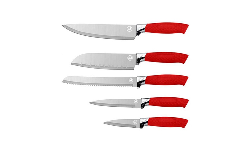 Image 8: Five-Piece Stainless Steel Kitchen Knife Set