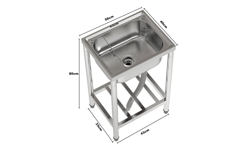 Image 9: Commercial Grade Stainless Steel Sink with Shelf Storage