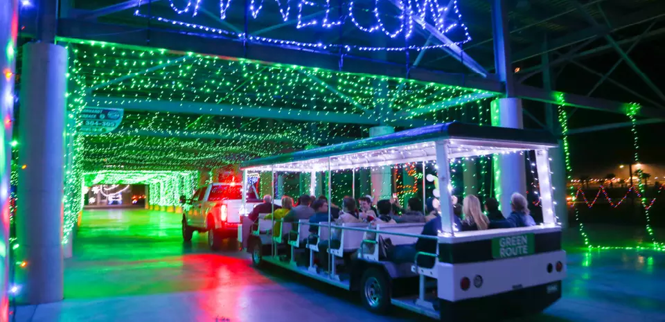 Glittering Lights Christmas Holiday Santa Tram Ticket