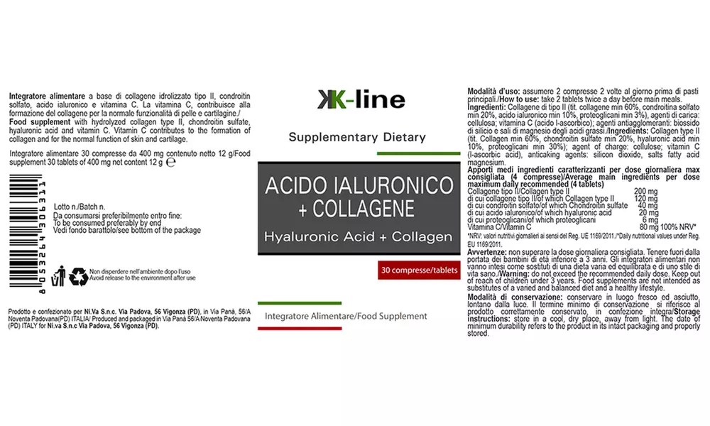 Fino a 720 capsule di Acido Ialuronico e Collagene K-Line