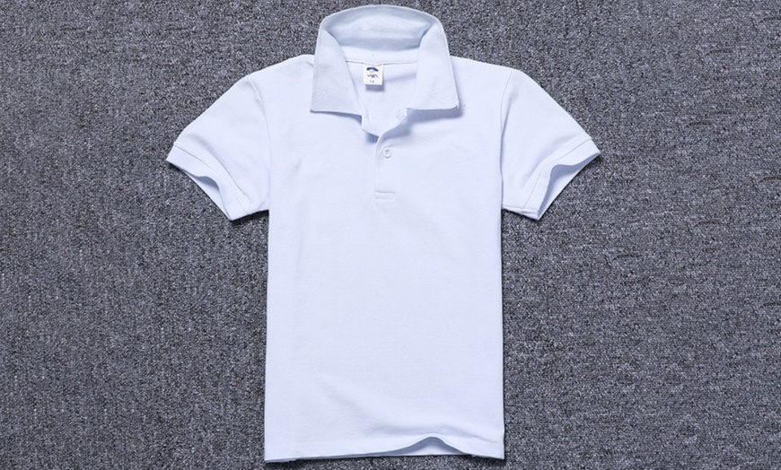 Image 3: Kids' White Unisex Polo T-Shirt