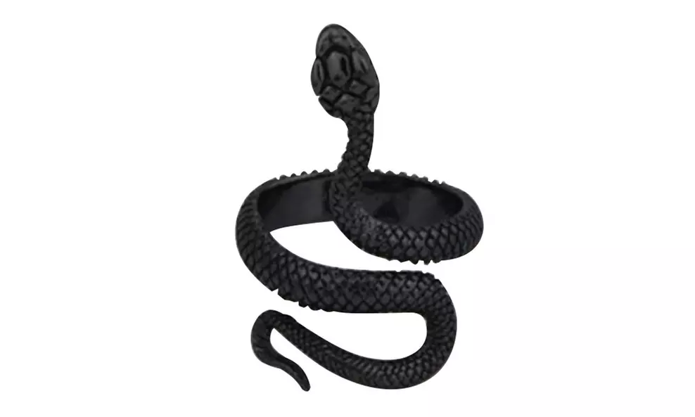 US 1-2 Stainless Steel Ring Snake Gothic Jewelry Retro Animal Adjustable Unisex