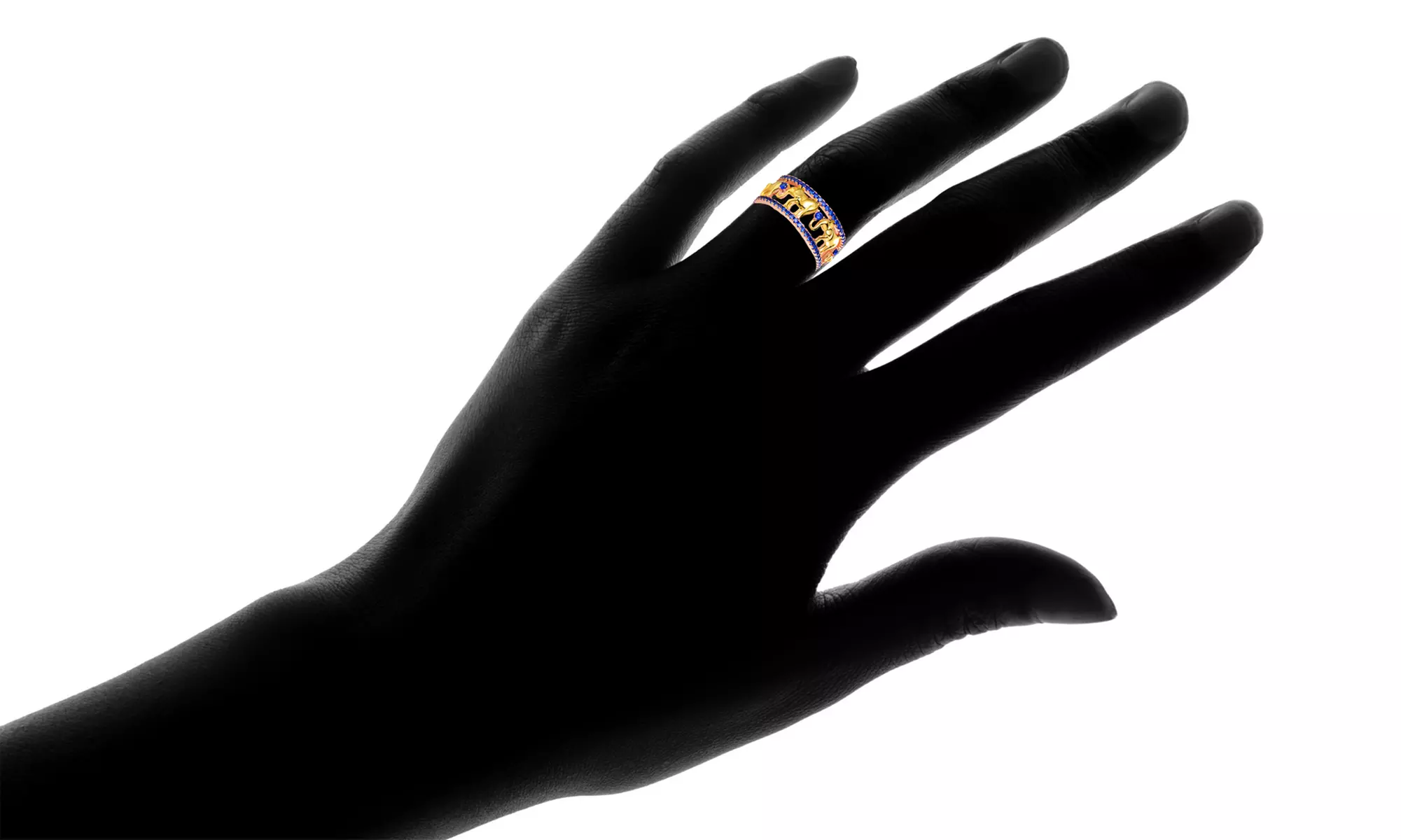 Peermont Two Tone Lab-Created Sapphire Elephant Eternity Ring - Second Medium