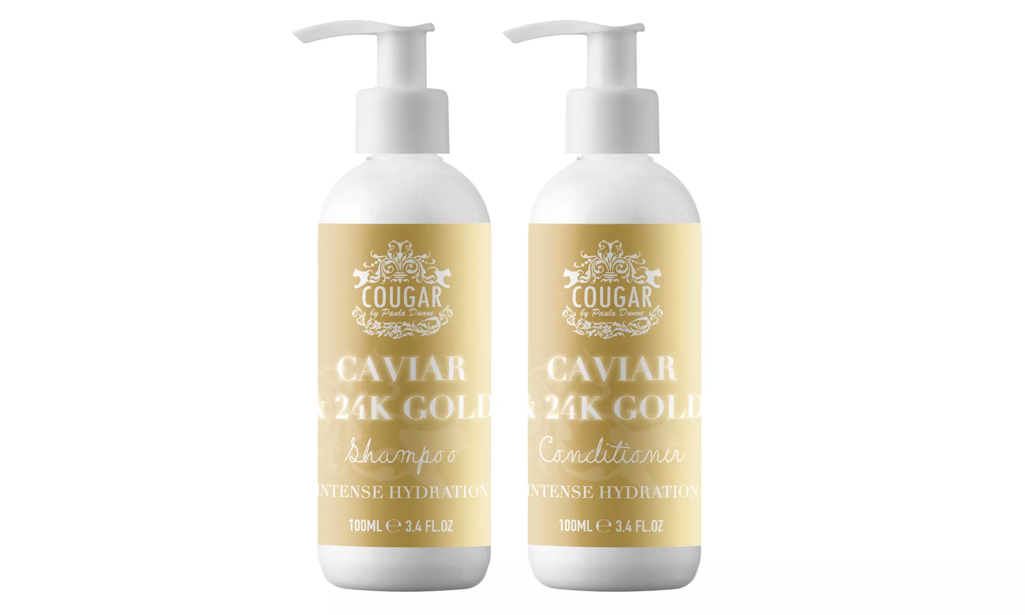 Shampoing et après-shampoing de la marque Cougar beauty products enrichi au caviar et à l'or 24k - Primary Image