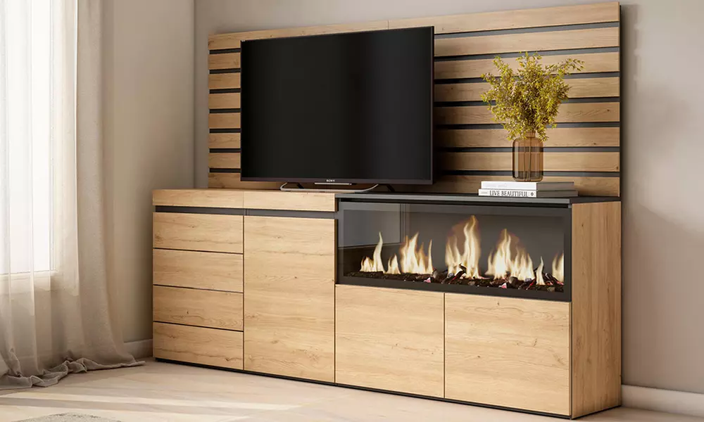 Sideboard mit LED-Elektrokamin