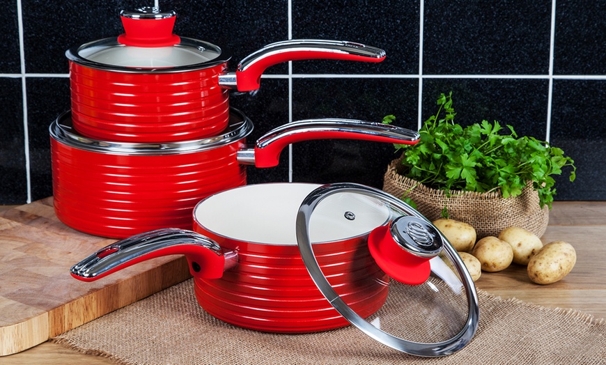 Image 9: Swan Three-Piece Saucepan Set