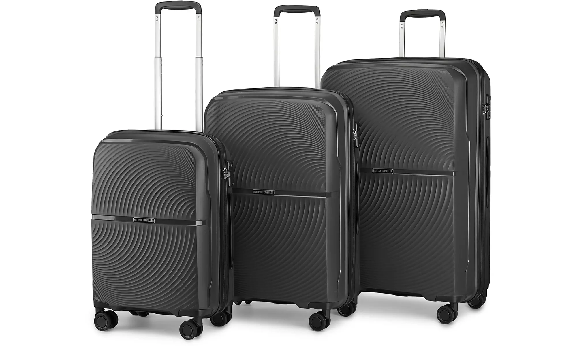 Maleta de ruedas rígida British Traveller con diseño ondulado