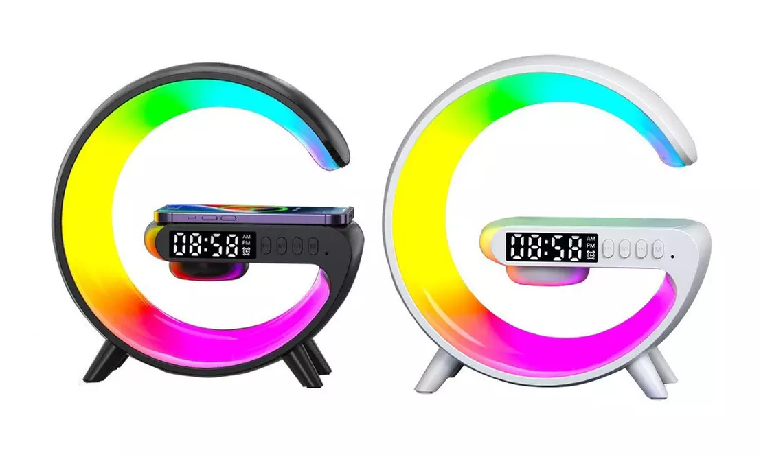 Smart LED Lamp G Bluetooth Speaker Wireless Charger Light Alarm Clock