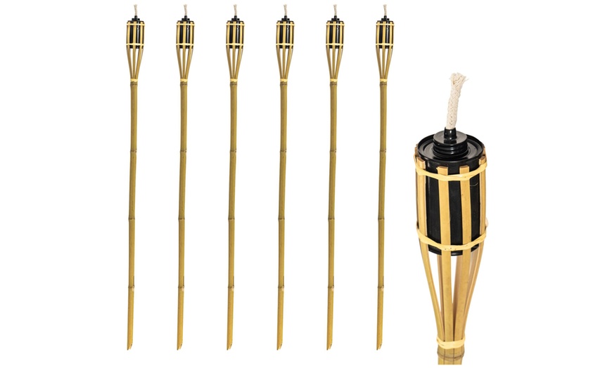 Image 2: 6- or 12-Piece Bamboo Garden Tiki Torch Set