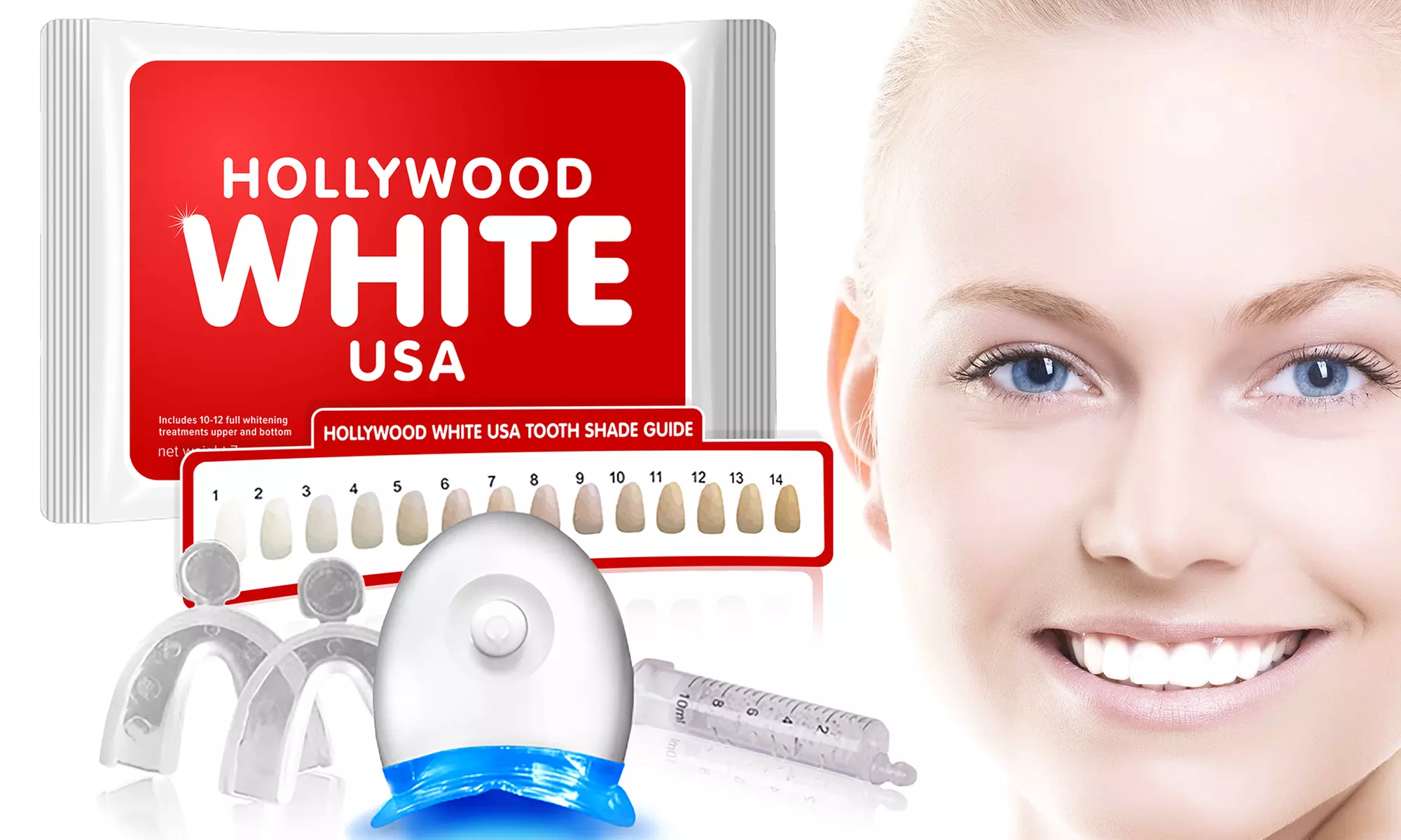 $12.99 for 3D Teeth-Whitening Kit with Lifetime Gel Refills at HollywoodWhiteUSA ($129 Value) - Primary Image