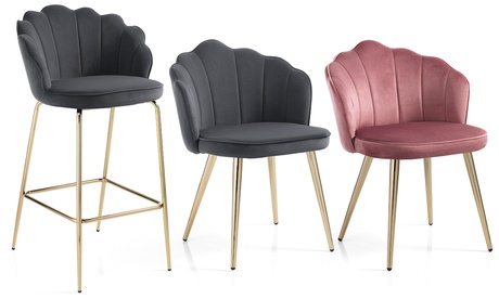 Sgabello o 4 sedie di design Shell, disponibili in 2 colori