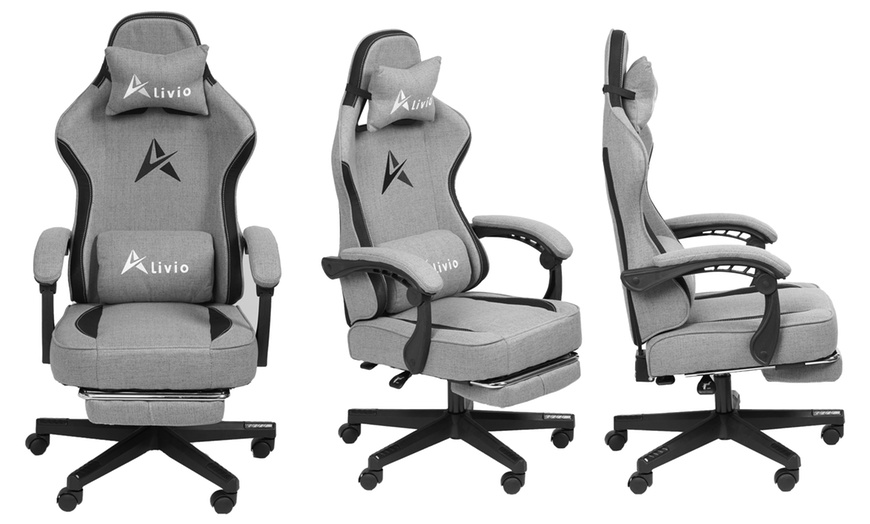 Image 5: Alivio Fabric Gaming Chair with Footrest