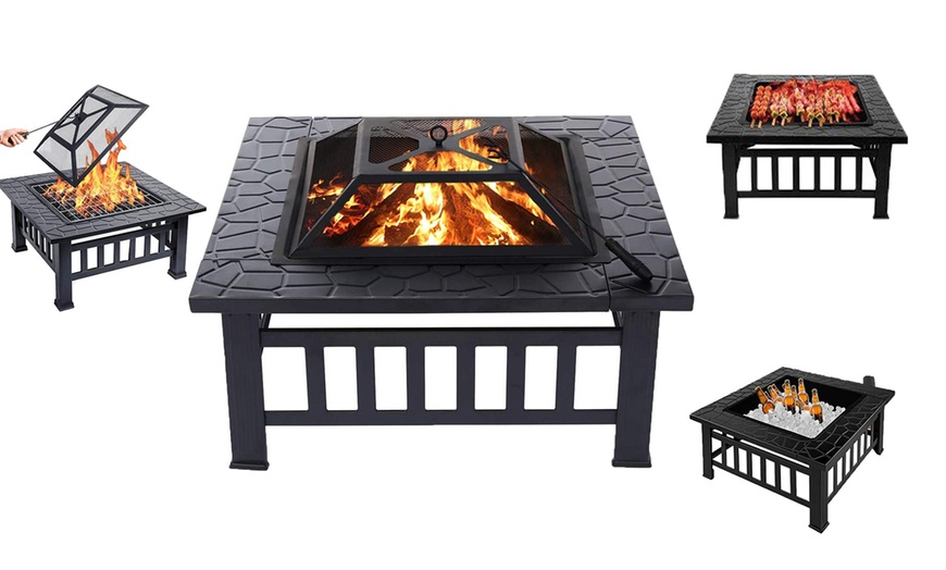 Image 1: Three-in-One Fire Pit, Barbecue Grill and Ice Bucket