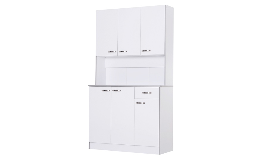 Image 1: HomCom Kitchen Cupboard Multi Storage Cabinet