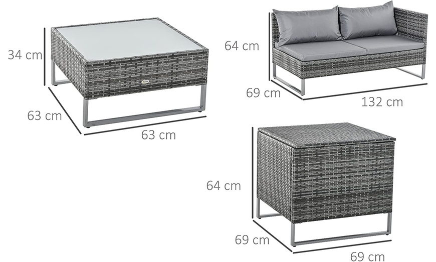 Image 8: Outsunny Four Seater Rattan-Effect Corner Sofa Set