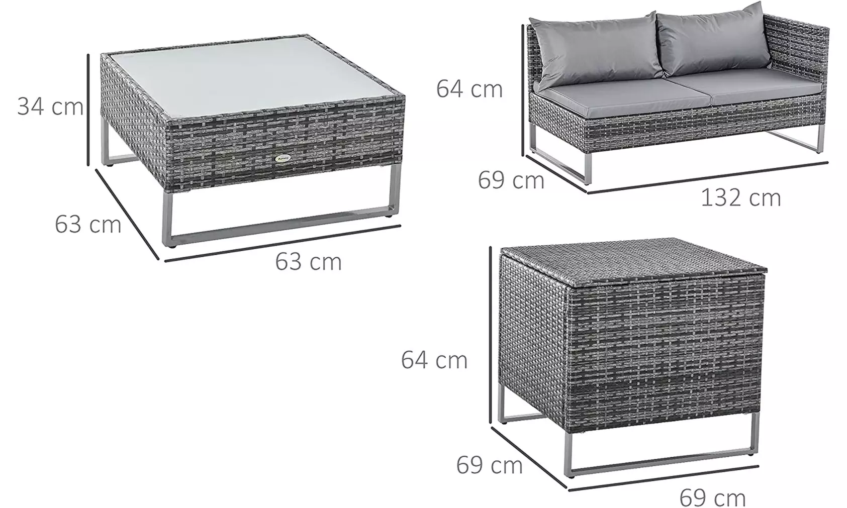Outsunny Four Seater Rattan-Effect Corner Sofa Set