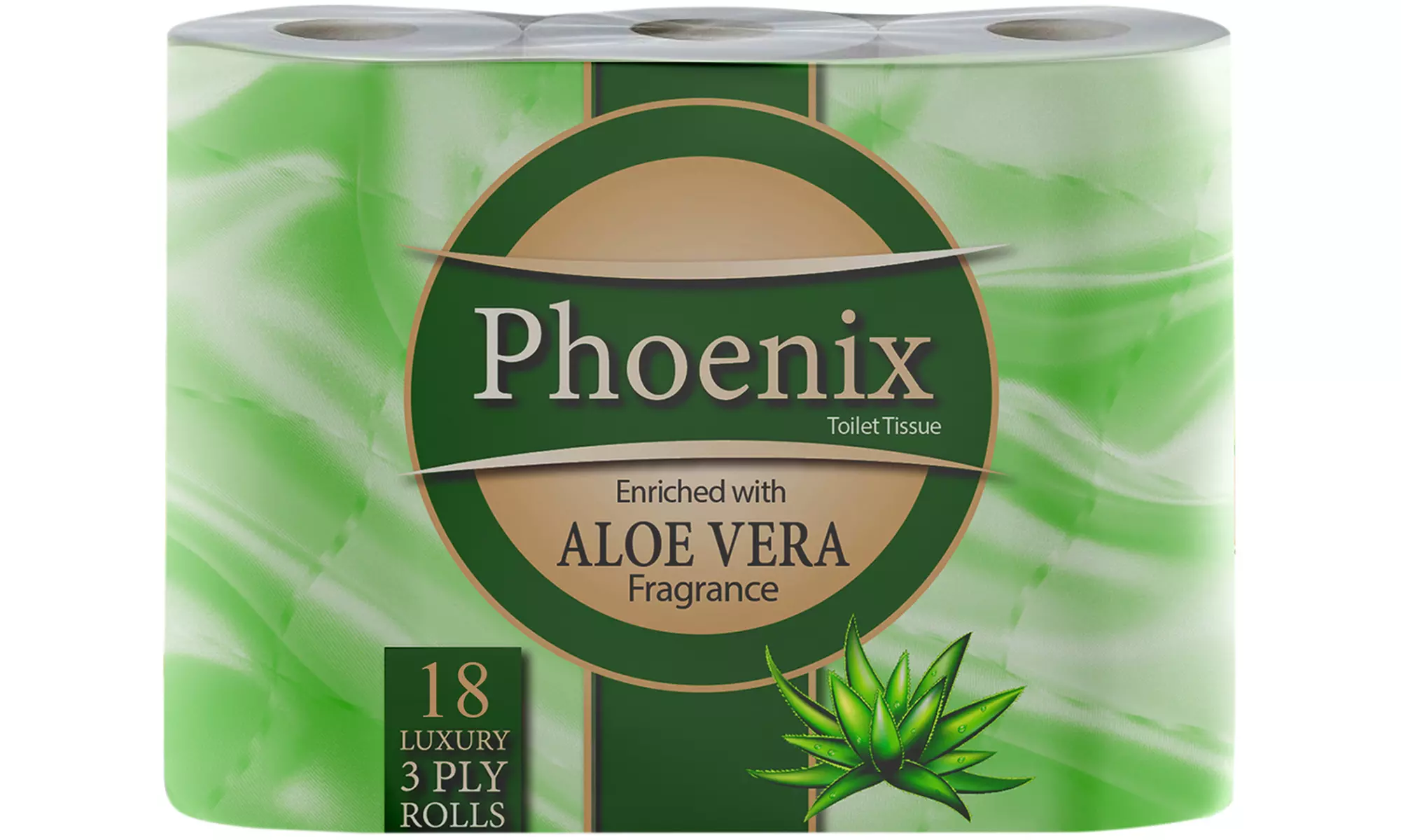 18, 45 or 90 Rolls of Phoenix Aloe Vera Three-Ply Toilet Paper