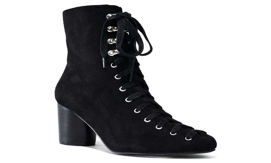 Image 2: Women's Square Toe Lace-Up Boots