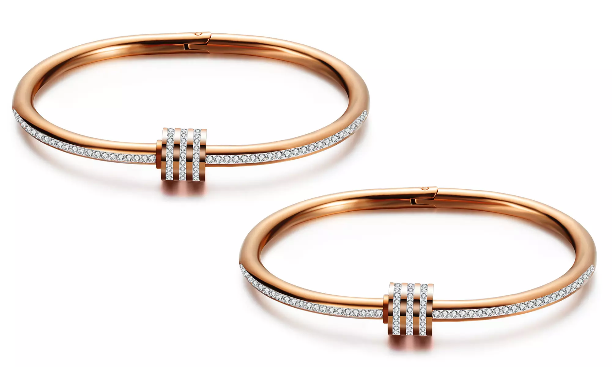 1 ou 2 bracelets joncs "Onyx" ornés de cristaux Swarovski®, pour femme - Second Medium