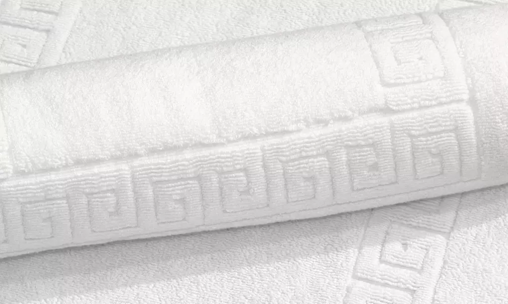 Linum Greek Key Turkish Cotton Bath Mat with Monogram - Second Medium