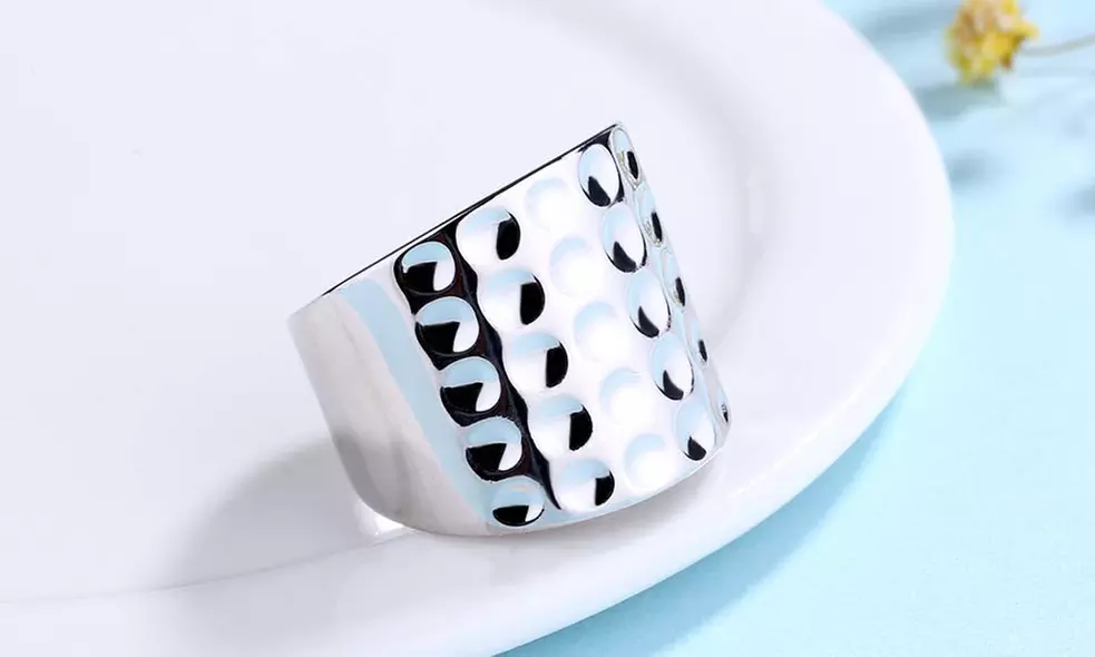 Silver Hammered Dimple Ring | Groupon Goods