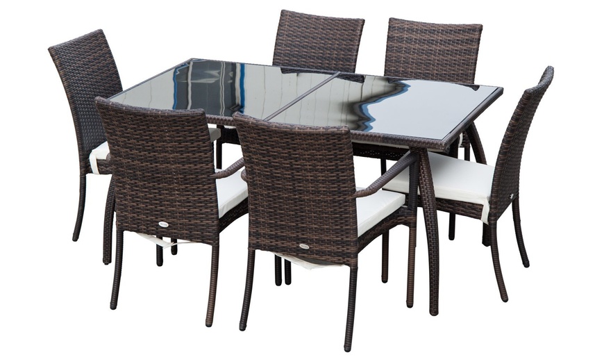 Image 3: Outsunny 7-Piece Rattan Dining Sets