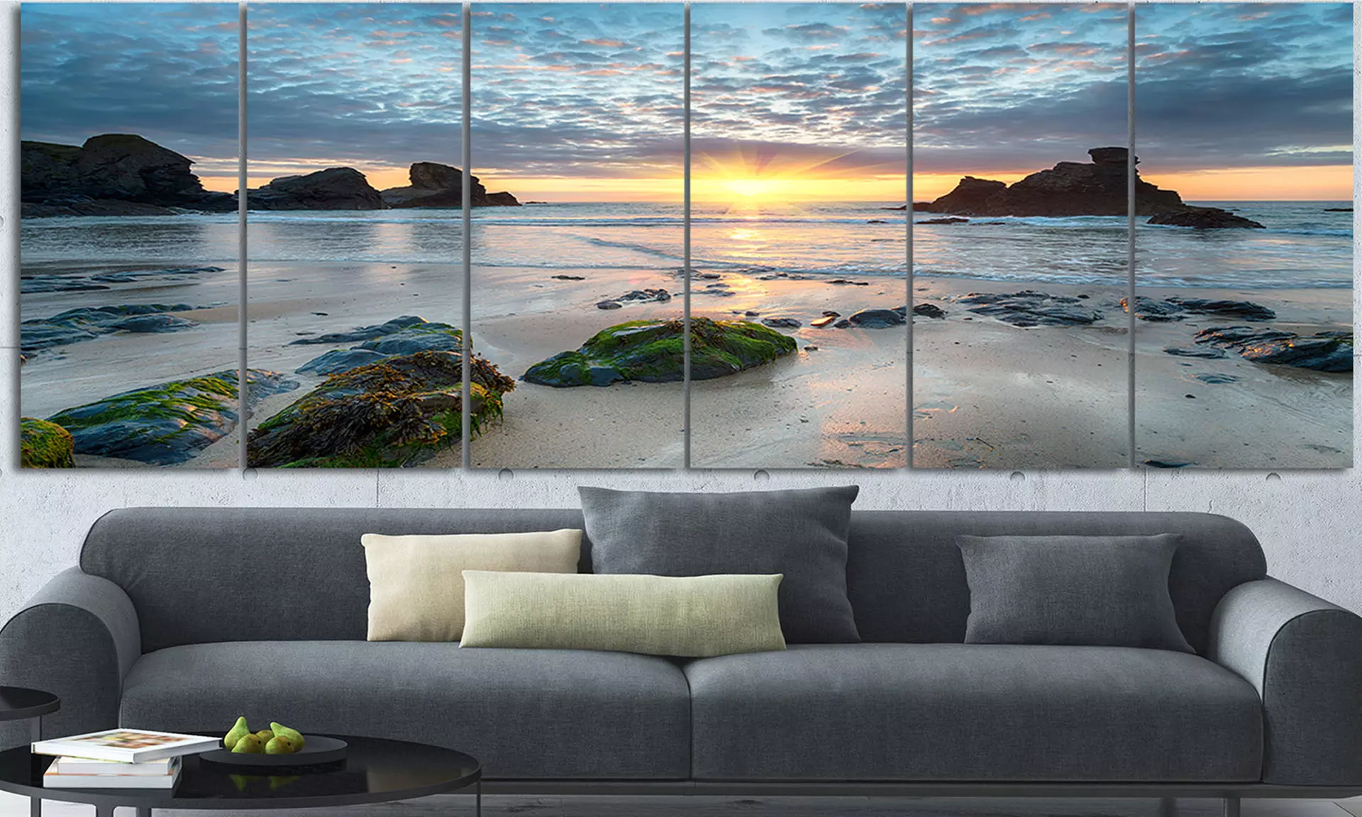 Extra Large 72x28 in Landscape and Cityscape Canvas Wall Art - 6 Panels    - Primary Image