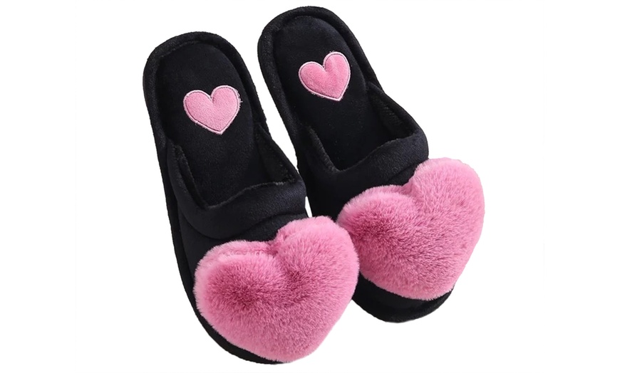 Image 2: Fluffy Heart Slippers