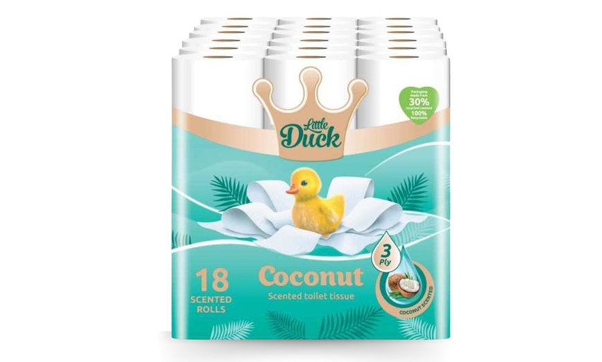 Image 2: Little Duck 18-Pack Coconut Scented Toilet Tissue Rolls